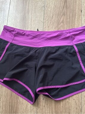 lululemon athletica Black Shorts with Magenta Trim
